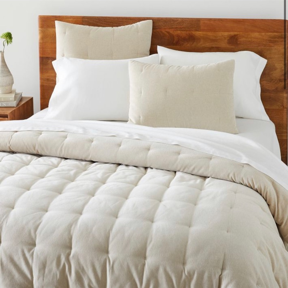 Set of 2 NEW West Elm King Size classic cotton velvet tack stitch Pillow Shams - Picture 5 of 8